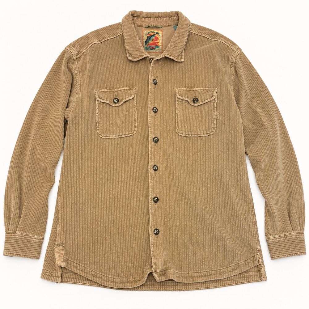 Tommy Bahama Relax Ribbed Cotton Shirt Jacket Tan XL Two Pocket Button Front